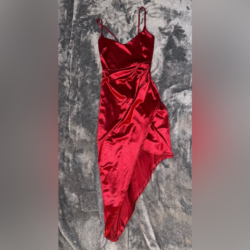 Windsor Red Asymmetrical Bodycon Dress Sweetheart Neckline
